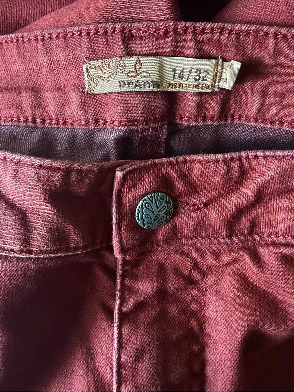 prAna Woman’s Trouser Maroon Regular Fit Size 14/32